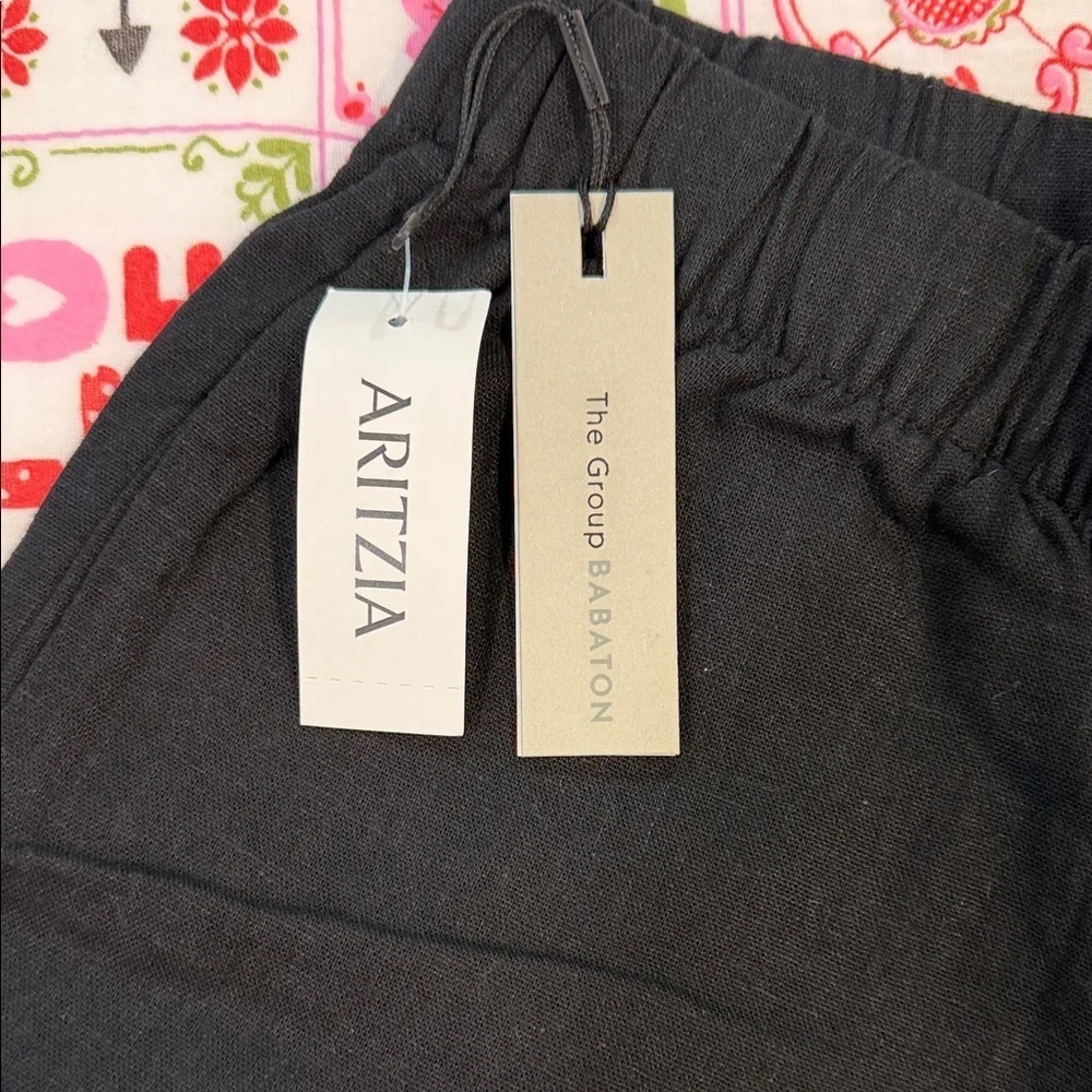 Babaton Linen cropped black sontag pants XS
